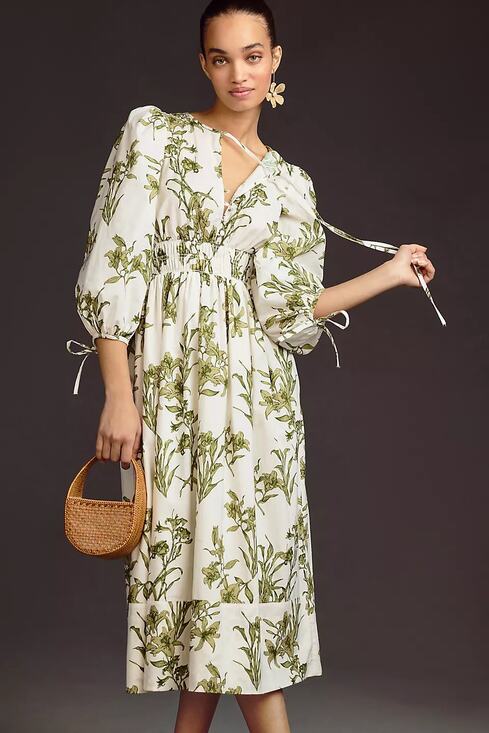 Hunter Bell Dresses & Skirts - HUNTER BELL Green And White Botanical Dress Size L